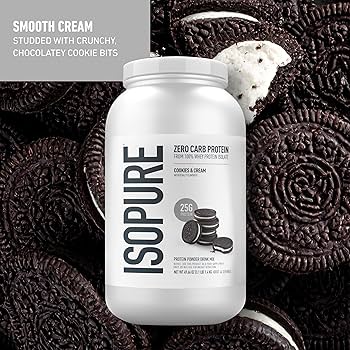 Isopure Zero Carb 100% Pure Whey Isolate Protein Powder 3 Lbs 44 Servings (Cookies & Cream) MADE IN USA IMPORTED